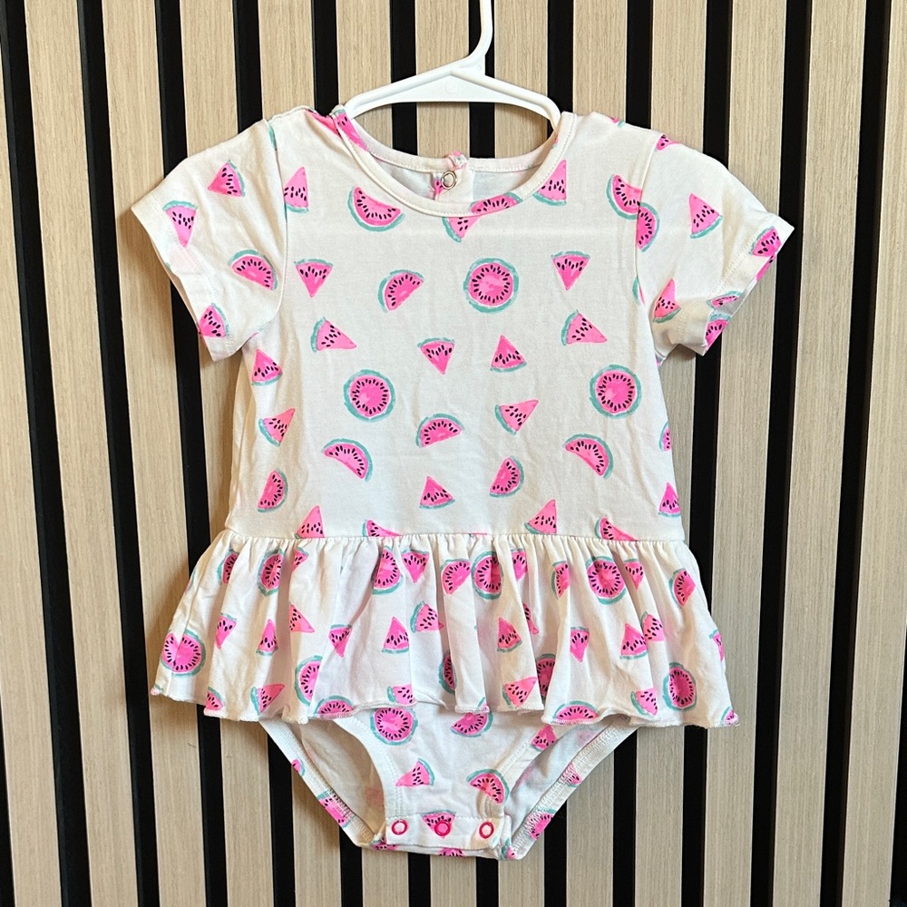 EGG New York Cute Watermelon Print Baby Bodysuit with Ruffles 🍉  Size 6-12M